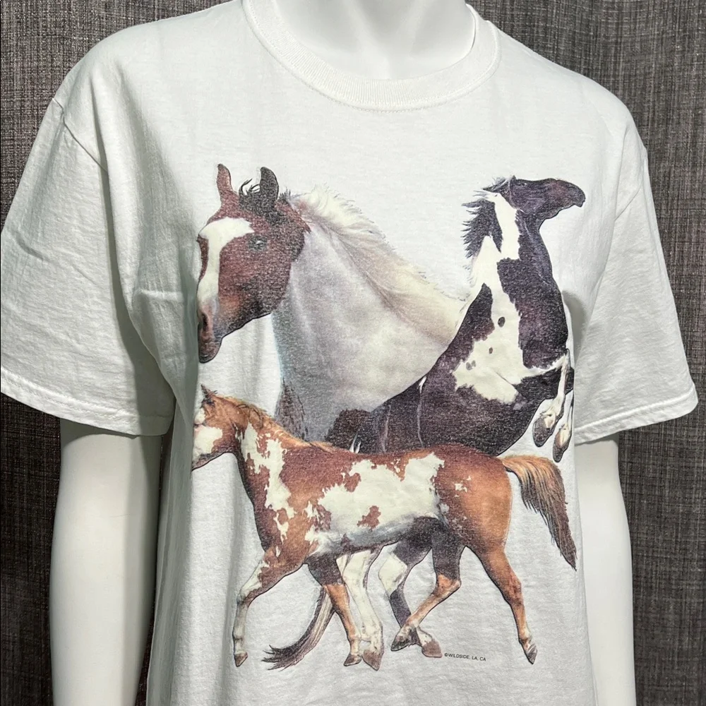 NWOT Vintage Horse Graphic White Cotton Tshirt Small - Picture 5 of 7